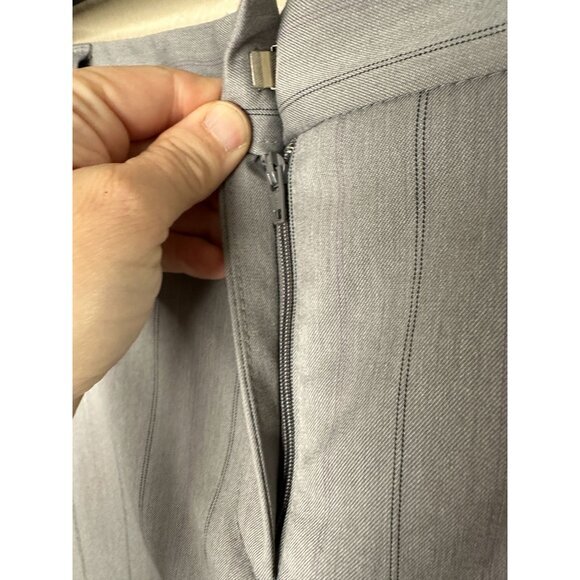 NWT Attention Womens Gray Skirt 14 pencil vintage Zipper button Polyester stripe - Picture 3 of 9